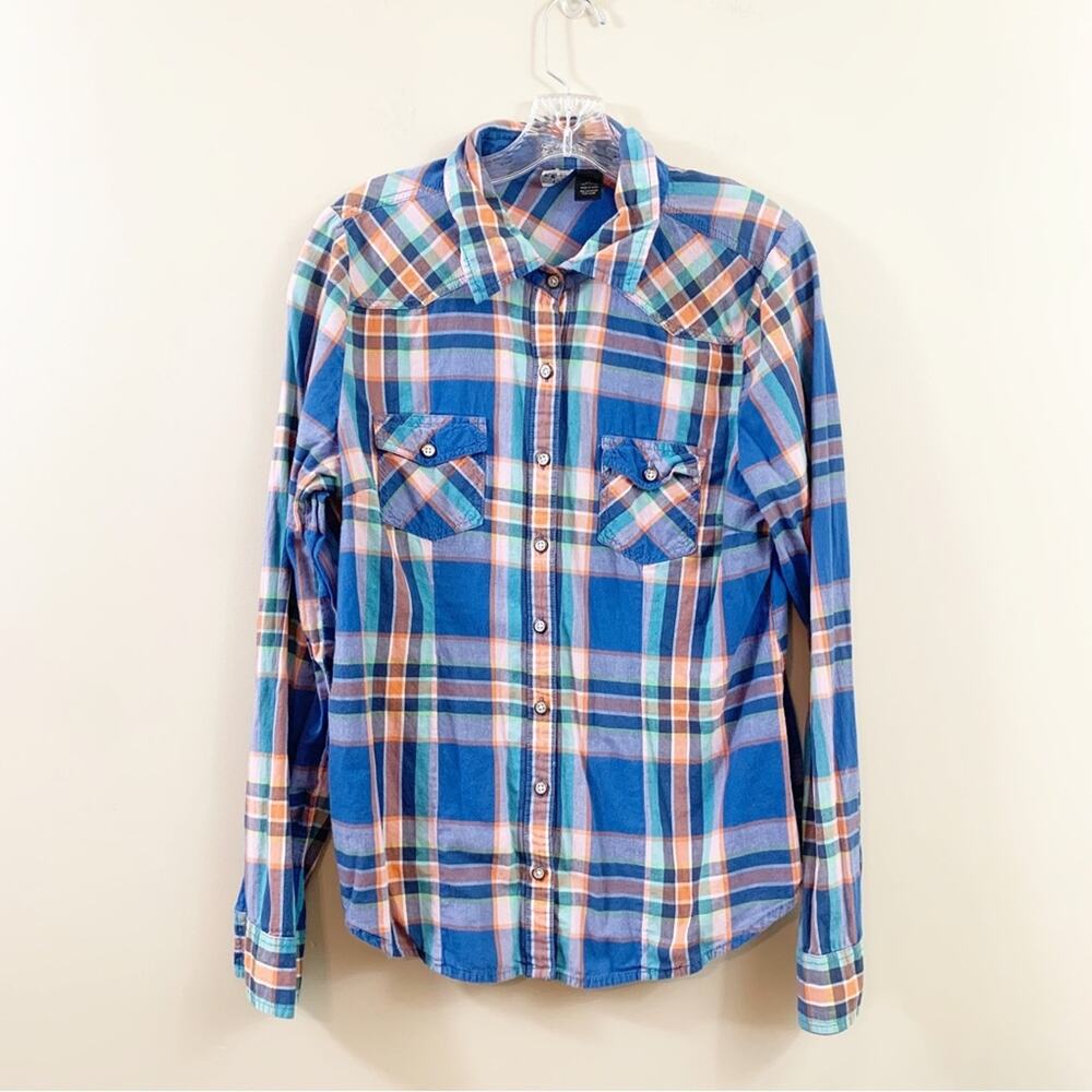BKE Plaid Button Down Blue/Pink Long Sleeve Shirt